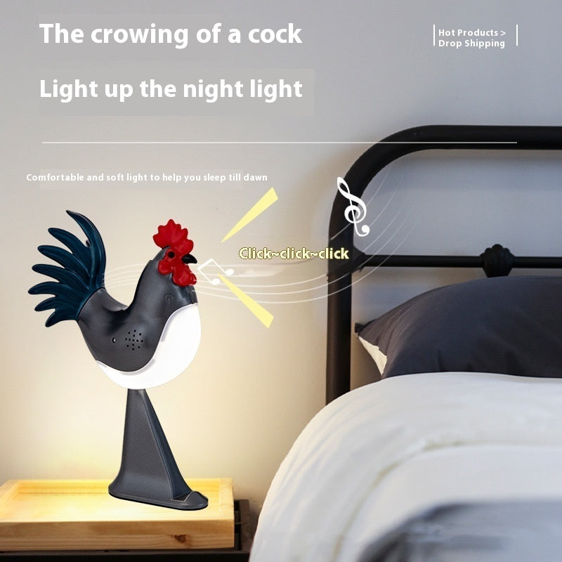 LED Rooster Night Light Touch With Sound Rechargeable Bedroom Bedside Lamp Dimmable Car Ambience Aroma Carrying Lamp Home Decor