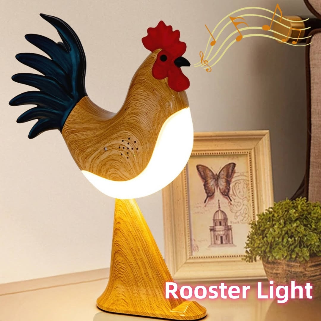 LED Rooster Night Light Touch With Sound Rechargeable Bedroom Bedside Lamp Dimmable Car Ambience Aroma Carrying Lamp Home Decor